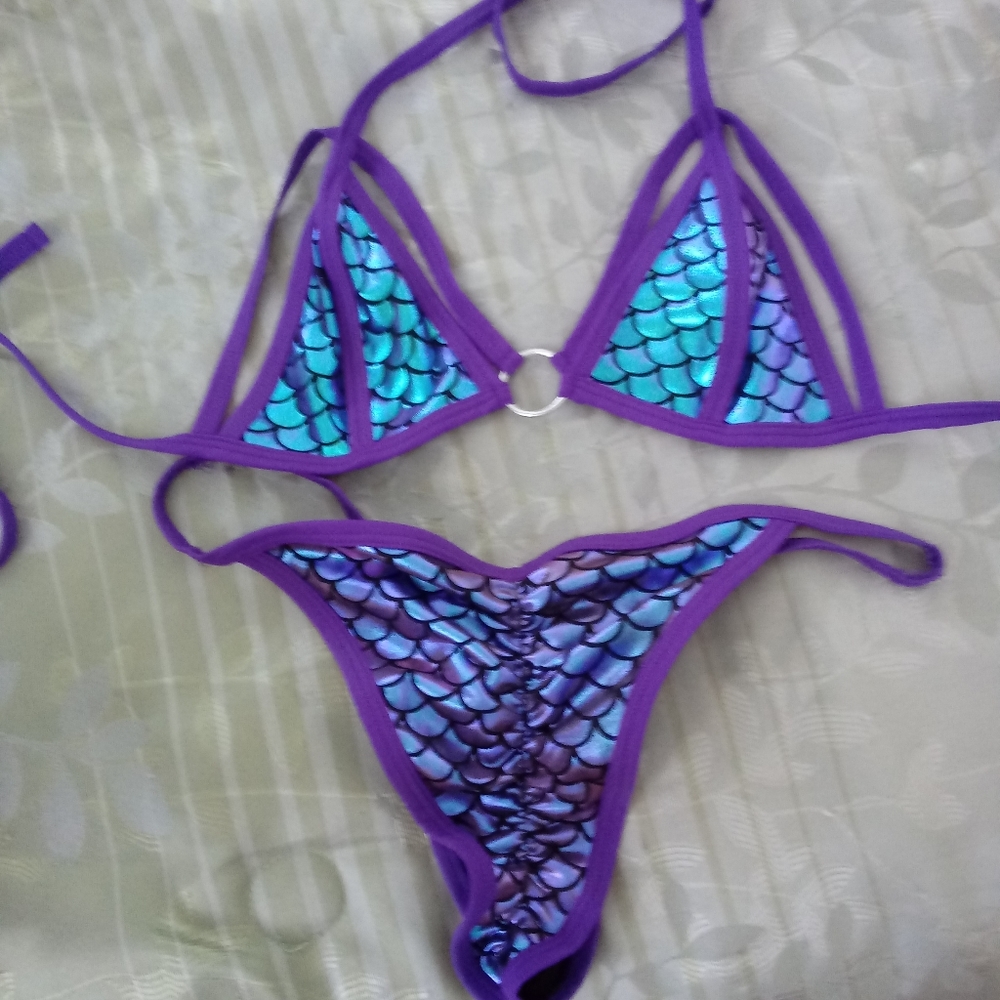 Blue Purple Bikini Mermaid Shell Style